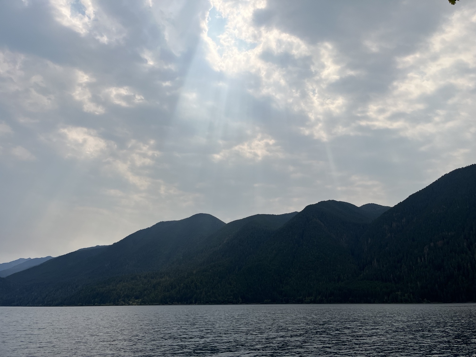 Sun rays above Lake Crescent